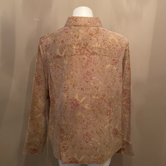 Kate Hill Tan Floral Buttoned Down Shirt Size 2X - Picture 4 of 6